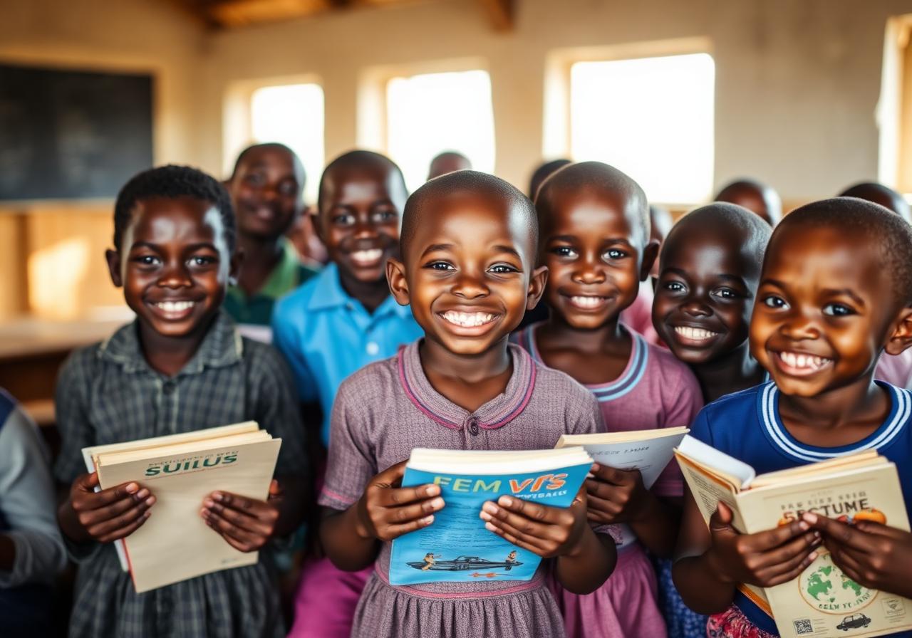 Children with school supplies